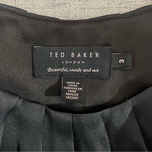 Ted Baker London Black Silk & Rhinestone Elate Midi Sheath Dress 3 Medium - Picture 12 of 15